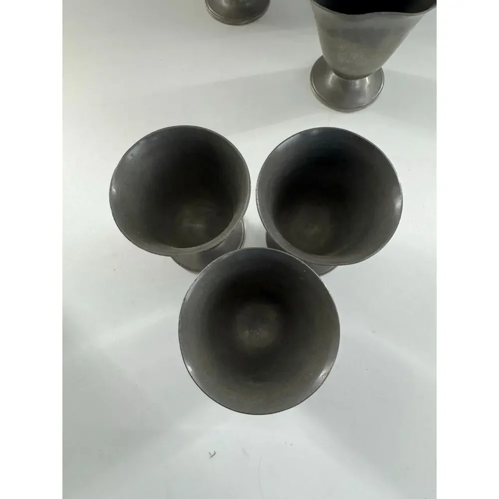 Vintage Gimbels Solid Pewter Small Wine Goblets (READ) Set of 6